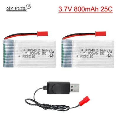 2Pcs 3.7V 25C 800mAh Li-Po Rechargeable Battery For RC Helicopter Drone JST Plug - Image 1 of 4
