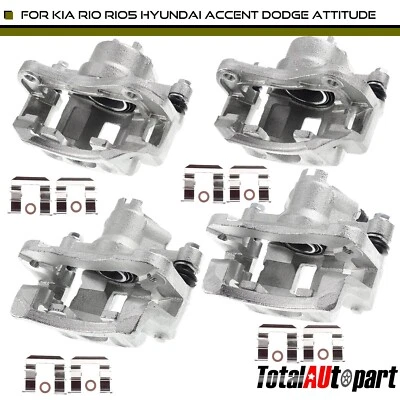 Pinzas de freno delanteras y traseras 4 piezas para Kia Rio Rio5 Hyundai Accent Dodge Attitude Foto 1 de 4