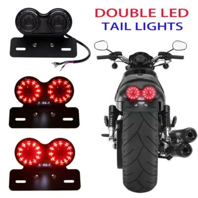 Motorcycle LED Dual Tail Lights Brake Turn Signals Integrated Light Indicators - Image 1 of 4