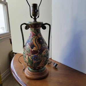 VINTAGE  FLORAL MOTIF Mid Century Modern URN Porcelain Ceramic 23 " - Picture 1 of 24