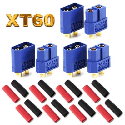 XT60 Hochstrom Goldstecker Buchse Lipo Akku inkl. Schrumpfschlauch RC Blau 60A - Bild 1 von 4