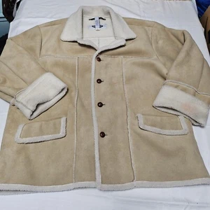 Old Navy Shearling Sherpa Spread Collar Faux Suede Jacket Coat Men's Size XL - Picture 1 of 14