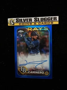 2024 Junior Caminero Topps cromo refractor azul automático/150 rayos RC coinciden con el color - Imagen 1 de 3