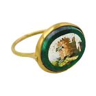 (4065) Antique Micro Mosaic Set in 18k Gold Ring. Micromosaic  of Roman Ruines