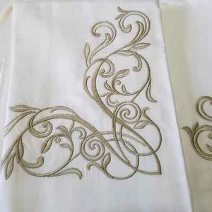 $1650 NEW Frette Granada Ricamo 4 PC SHEET SET White EMBROIDERED Natural QUEEN - Picture 1 of 11