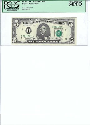 1974 $5 FRN FR1973-I* PCGS 64 PPQ, Minneapolis * Note S/N I02195811*!!! - Image 1 of 2