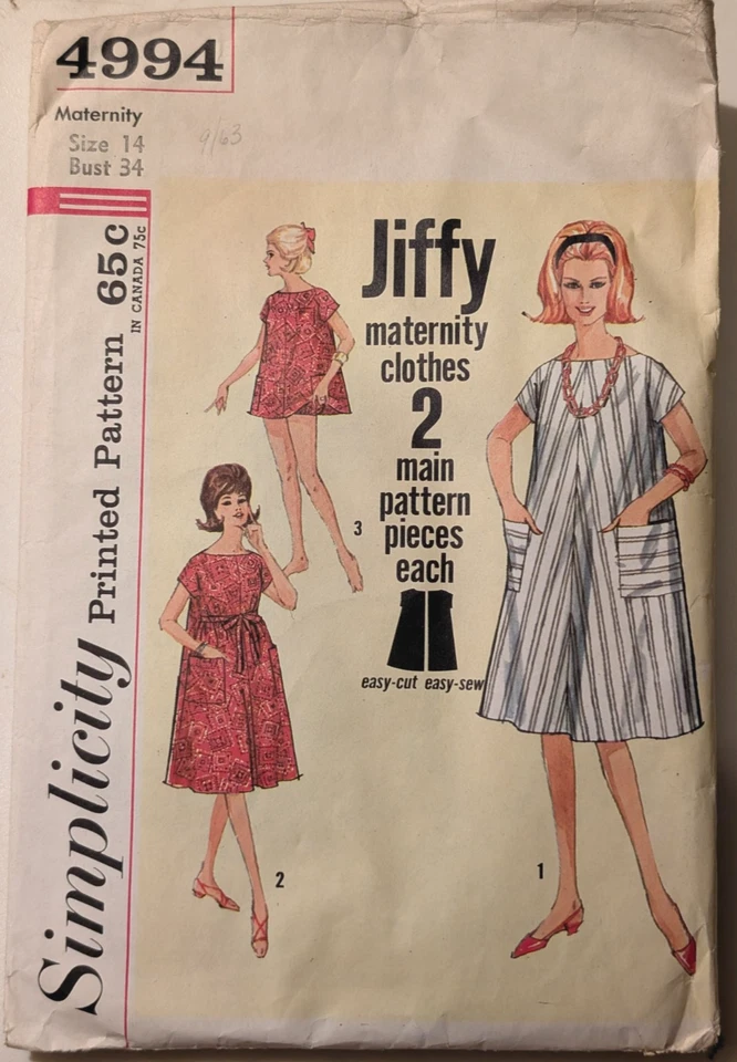 Vestido, top y bragas vintage de maternidad años 60 patrón de costura simplicity 4994  Foto 1 de 4