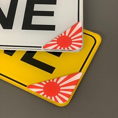 2x JDM Japan Rising Sun Car Reg Number Plate Domed Gel Corner Decal Sticker 51mm • 4.69€