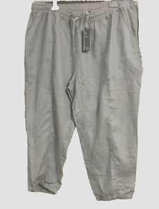 Eileen Fisher Silver Org. Linen Pants Elastic Waistband Women size 3X - Picture 1 of 6