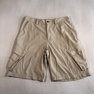 Under Armour Cargo Shorts Men's 34 Beige Nylon Ripstop Outdoor Khaki Fishing - Picture 1 of 11