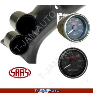 Pillar Pod for Nissan Patrol 1997-2015 + Oil Temp + D/Boost Black Gauges - Picture 1 of 12