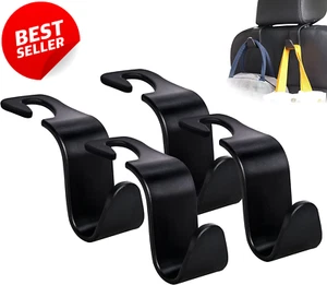 Paquete de 4 ganchos para reposacabezas de asiento de coche organizadores de almacenamiento universales para bolso puro - Imagen 1 de 12