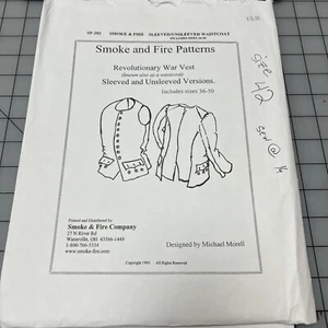 Smoke and Fire Pattern "Rev War Vest Sleeved and Unsleeved, SZ 36-50" Cut @ 42" - Picture 1 of 3