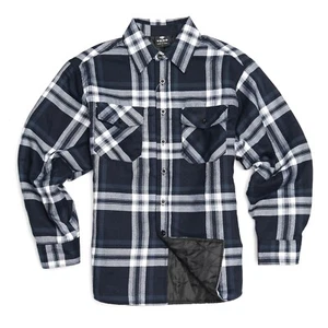 Chaqueta Camisa Informal YAGO a Cuadros de Franela con Botones Azul Marino/Blanco J2 (S-5XL) - Imagen 1 de 9