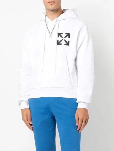 OFF WHITE Felpa con cappuccio bianca L97207 da uomo bianca stampa frecce taglia L