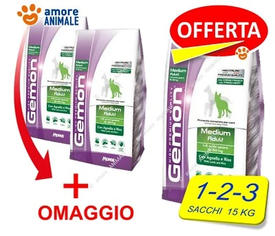 Monge Gemon Medium Adult agnello e riso 15 kg 1 / 2 / 3 sacchi crocchette x cane - Imagen 1 de 2