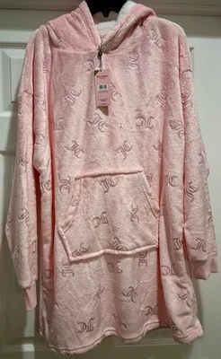 NWT Juicy Couture S/M Pink JC Foil 34" Comfy Lounger Hooded Sleepwear - Image 1 of 4