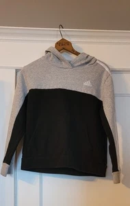 Adidas Boys Black & Gray Hoodie Pullover Sweatshirt Size M/10-12 - Picture 1 of 4