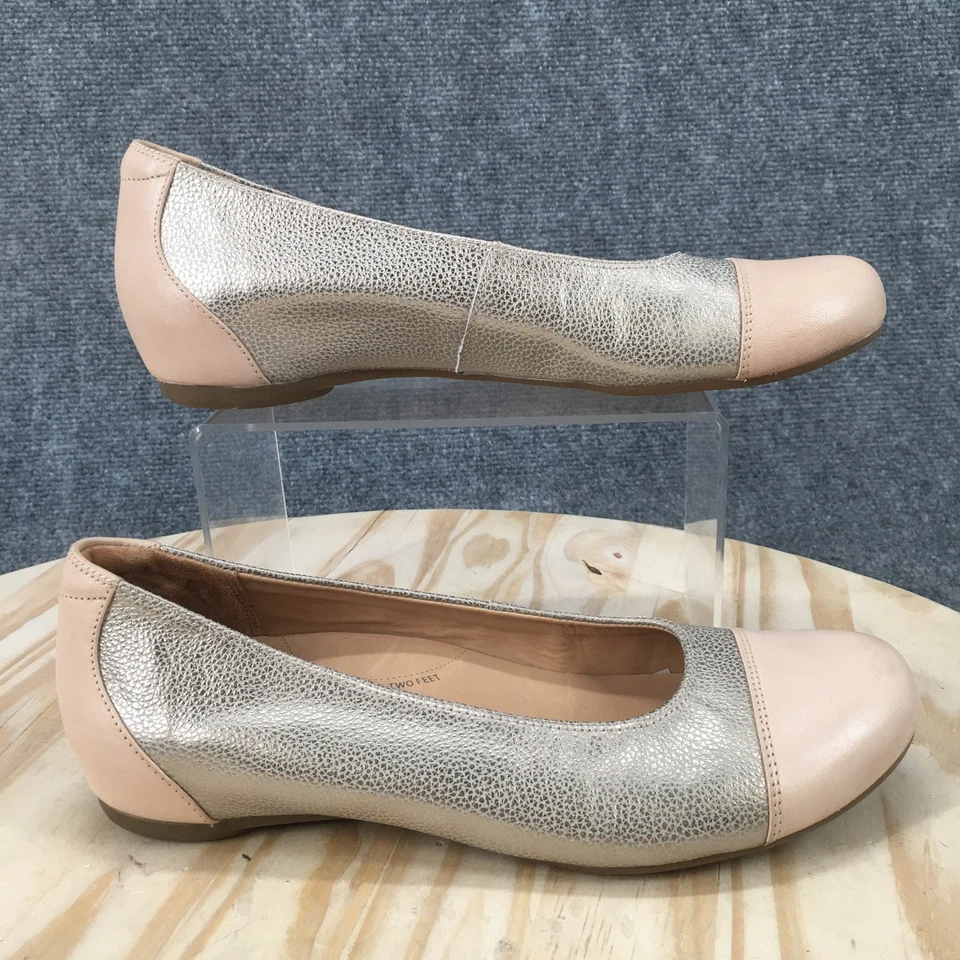 Ziera Shoes Womens 40.5 M Hula Slip On Ballet Flats Gold Pink Leather Cap Toe - Image 1 of 4