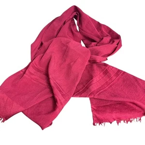 Gucci Vintage Red 100% Silk Scarf GG Spellout Logo Fringe Italy Made 70x14 - Picture 1 of 15