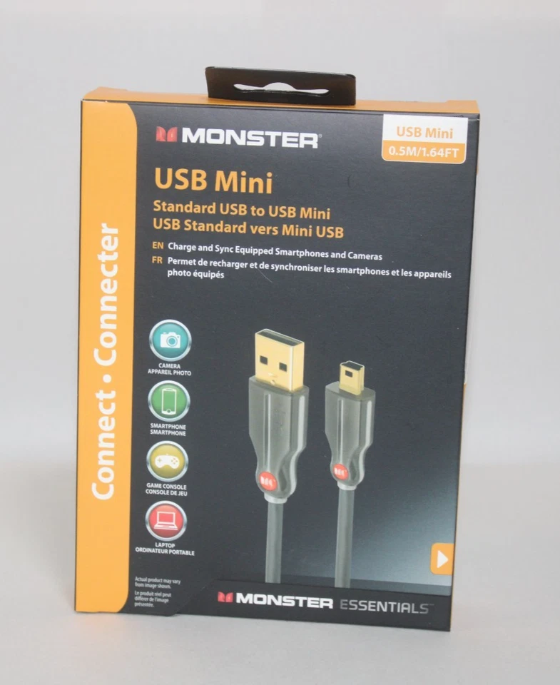 🔌 Cable USB a Mini USB Monster Essentials – 0.5M / 1.64FT – NUEVO EN CAJA Foto 1 de 4