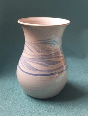 Vintage POG Studio Pottery Vase Delicate Blue and Light Grey 15cm High - Image 1 of 4