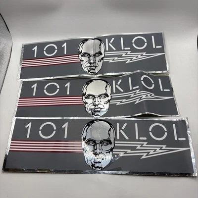 3 1980s 101 KLOL FM Radio Silver Head Bumper Stickers Houston, TX - Image 1 of 4