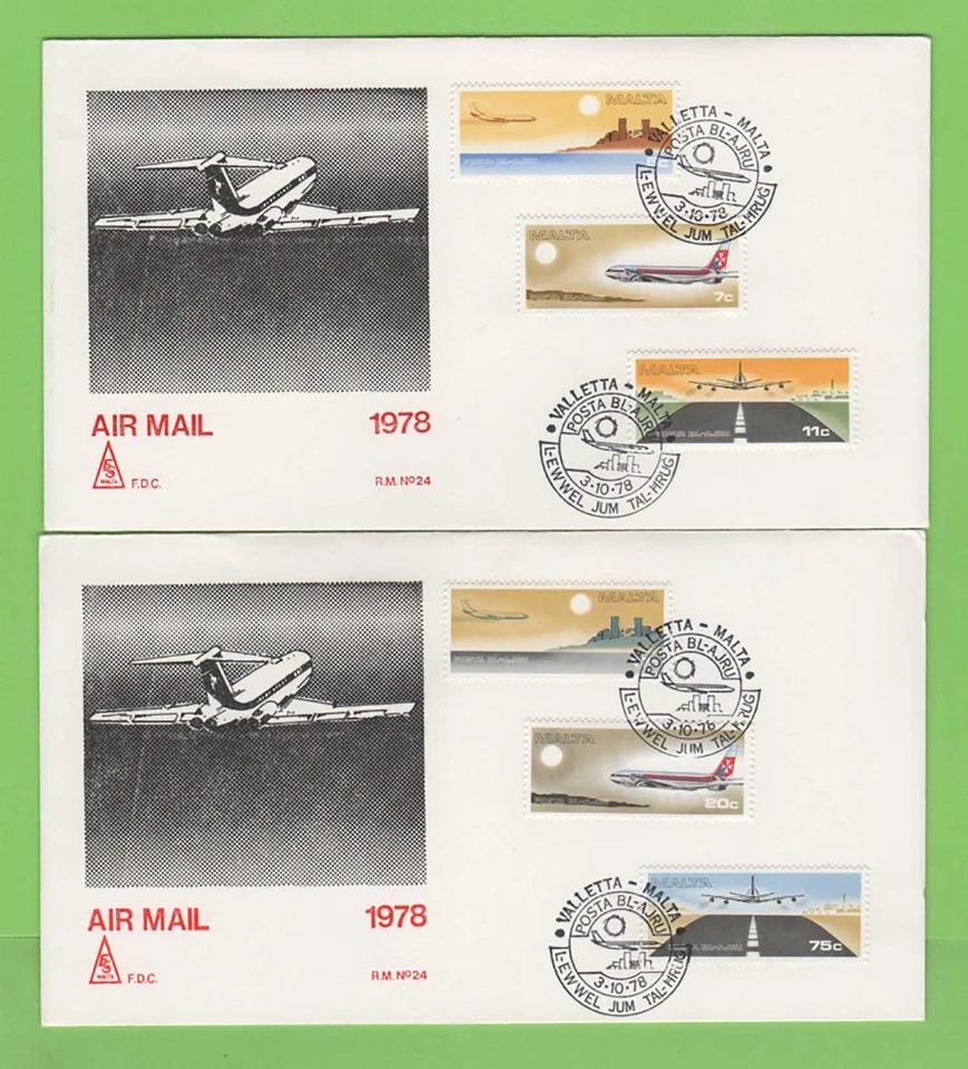 Malta 1978 Airmail set on two First Day Covers - Image 1 of 1