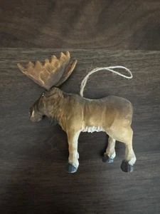 Carved Wooden Moose Ornament 5” - Picture 1 of 9