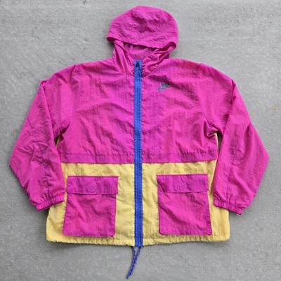 Chaqueta cortavientos retro Nike Sportswear Icon Clash rosa para mujer XL cremallera completa Foto 1 de 4
