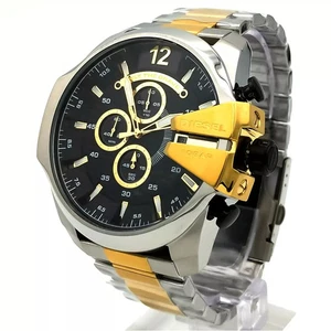 Diesel DZ4581 Mega Chief Men's Silver Gold Chronograph Watch 59x51mm - Picture 1 of 4