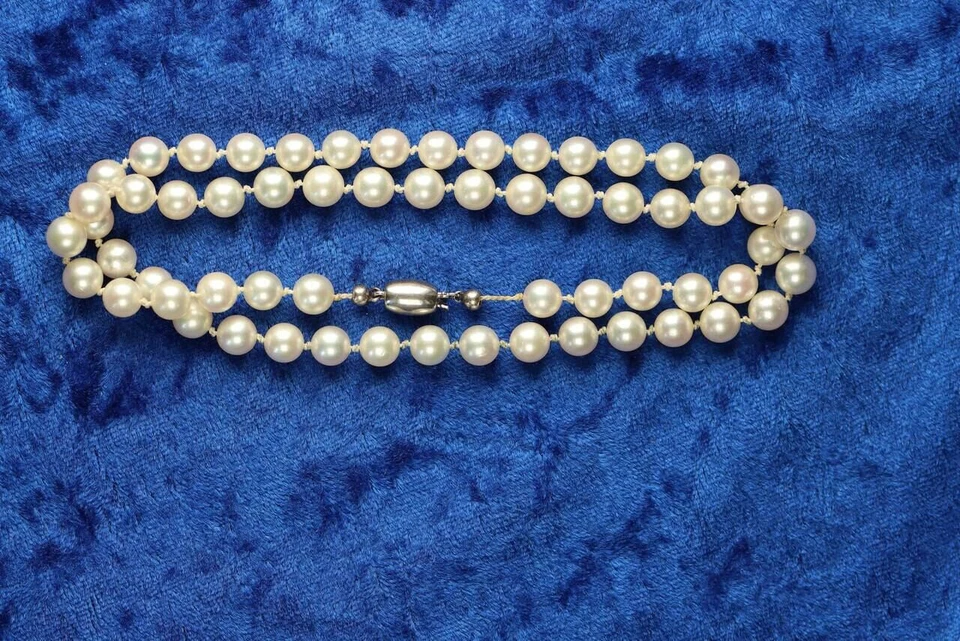 925 Argento Chiusura Perle Collana, 52cm Lungo, 27g 102379 - Immagine 1 di 1