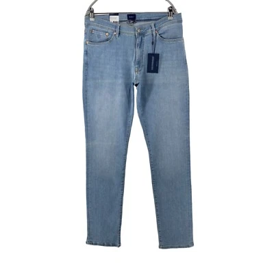 Gant Maxen Hombre Azul Claro Elástico Talle Bajo Extra Ajustado Vaqueros W35 L34 - Imagen 1 de 4