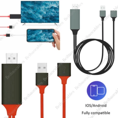 1080P HD HDMI Mirroring Cable Phone to TV HDTV Adapter For iPhone/ iPad/Android - Image 1 of 4
