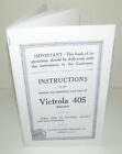 VICTROLA 405 ELECTRIC Set-up & Instruction Manual reproduction