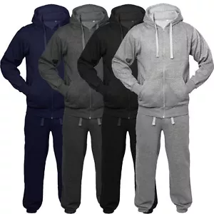 Jungen Trainingsanzug neu Kinder schlichte Kapuze Joggingunterteil und Hoodie Alter 2-13 Jahre - Bild 1 von 6