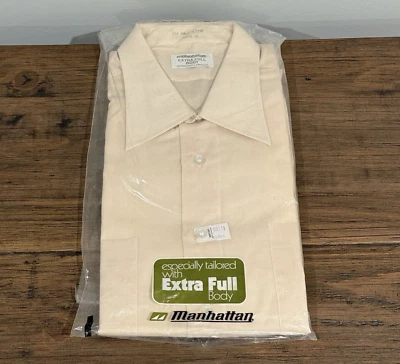 NOS True Vintage 1950s Manhattan Shirt Company Yellow Dress Shirt Size 17 1/2 - Image 1 of 4