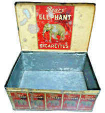 VINTAGE TIN BOX BEARS ELEPHANT CIGARETTES THOMAS BEARS SON'S LONDON TIN BOX 