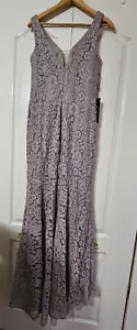 NUEVO Vestido formal para mujer gris transparente en capas de encaje dama de honor talla 6 - Imagen 1 de 12