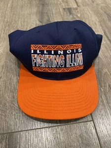 Vintage 90s Illinois Fighting Illini Chief Illiniwek Head Annco Snapback Hat - Picture 1 of 4