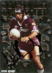 Signed 1995 BRISBANE BRONCOS NRL Card STEVE RENOUF Origin Men Of Steel - Picture 1 of 2