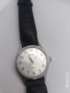 Reloj de cuerda vintage BENRUS esfera blanca fácil lectura 17 joyas tono plata - Imagen 1 de 20
