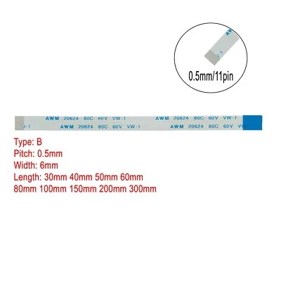 11Pin FFC Cable FPC Flexible Flat 0.5mm Pitch Cable AWM VW-1 20624 80C 60V - Image 1 of 2