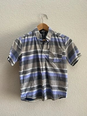 Camisa polo Volcom botão para baixo multicolorida masculina média skatista escola casual - Imagem 1 de 3