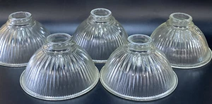 Glass Light Shade Vintage SET OF 5 Holophane Style Clear Ribbed 2" FITTER - Picture 1 of 7