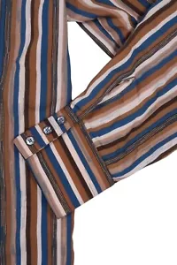MONZINI VINTAGE LONG SLEEVE BUTTON UP MULTI STRIPE MENS XXL POLYESTER SHIRT USA - Picture 1 of 11