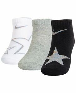 New Jordan Nike Little Boys 3-Pack Lightweight Star Crew Socks Size XS (5-7)