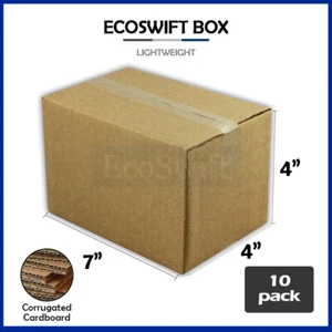 10 7x4x4 EcoSwift Cardboard Packing Moving Shipping Boxes Corrugated Box Cartons - Picture 1 of 6