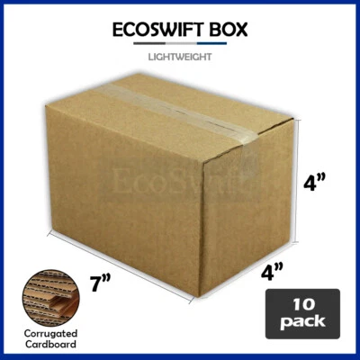 10 7x4x4 EcoSwift Cardboard Packing Moving Shipping Boxes Corrugated Box Cartons - Image 1 of 4