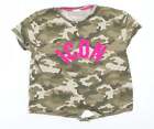 Candy Couture Girls Green Camouflage Cotton Basic T-Shirt Size 12 Years Round Ne